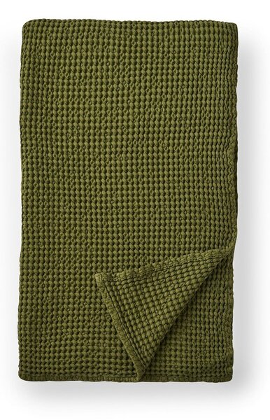 Zelena bombažna odeja 150x200 cm Jaipur Chunky Waffle – Pineapple Elephant