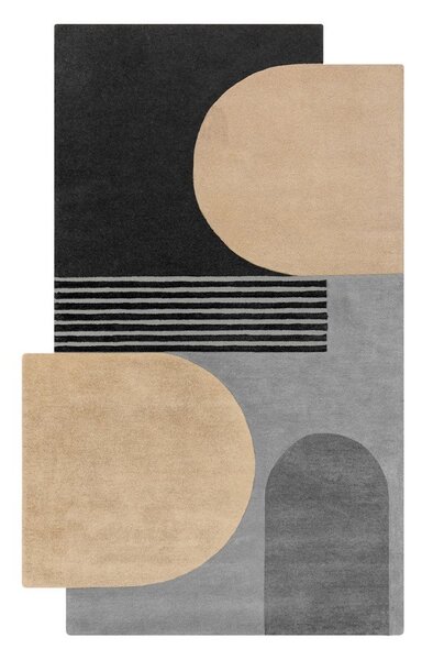 Črno-siva ročno tkana volnena preproga 120x180 cm Lozenge Monochrome – Flair Rugs