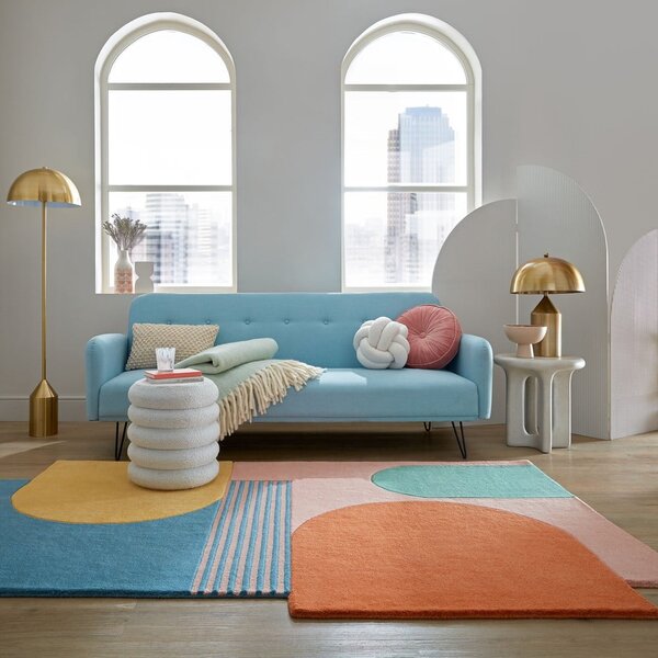 Modra ročno tkana volnena preproga 120x180 cm Lozenge Bright Multi – Flair Rugs