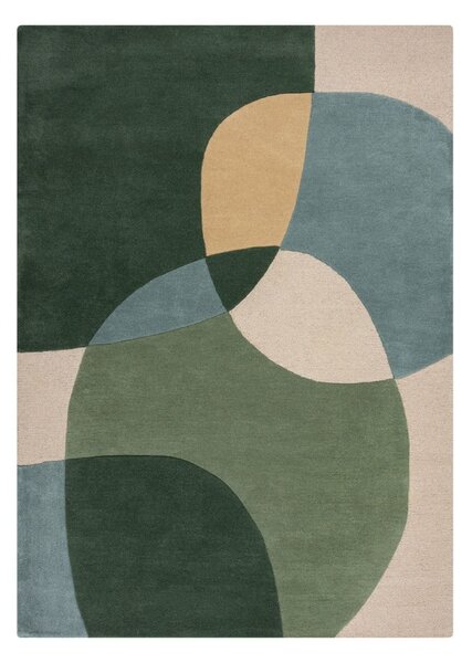 Zelena ročno tkana volnena preproga 120x170 cm Glow Green & Blue – Flair Rugs