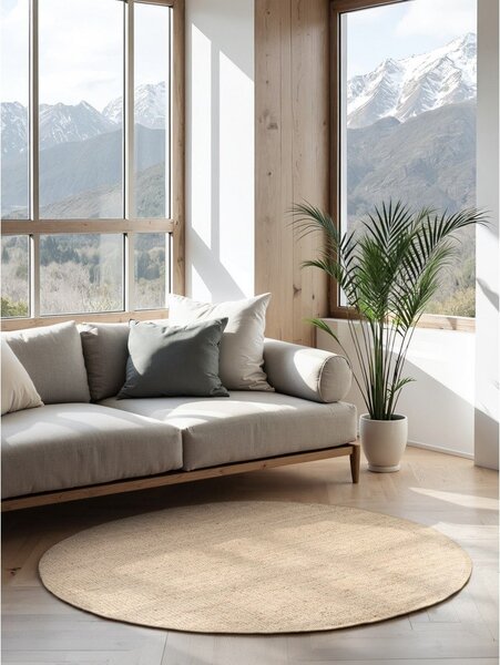 Kremno bela okrogla preproga iz jute ø 160 cm Bouclé Jaipur – Hanse Home