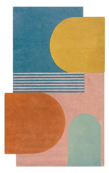 Modra ročno tkana volnena preproga 120x180 cm Lozenge Bright Multi – Flair Rugs