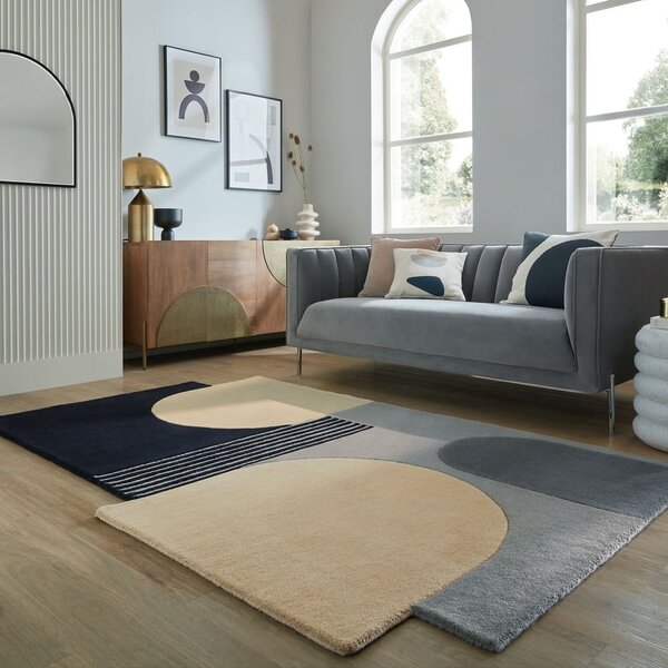 Črno-siva ročno tkana volnena preproga 120x180 cm Lozenge Monochrome – Flair Rugs