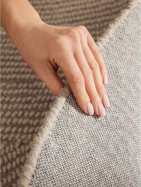 Bež ročno tkana volnena okrogla preproga ø 120 cm Calmio – Hanse Home