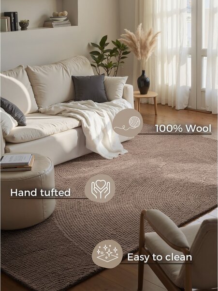 Sivorjava ročno tkana volnena preproga 80x150 cm Calmio – Hanse Home