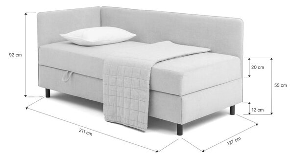 Modra oblazinjena postelja s prostorom za shranjevanje z vzmetnico 120x200 cm Avela – Bonami Selection