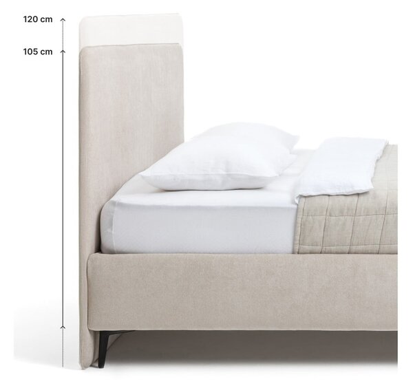 Sivorjava oblazinjena zakonska postelja z letvenim dnom 160x200 cm Noira Slim – Bonami Selection