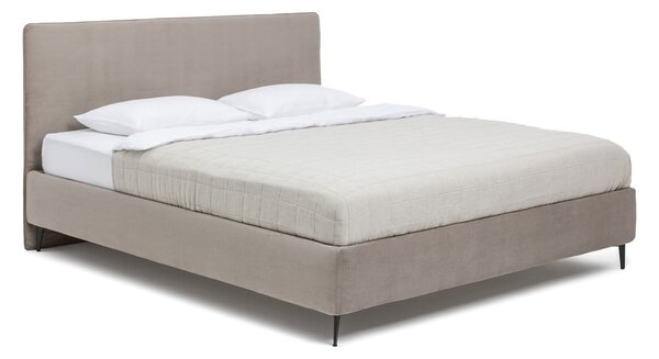Sivorjava oblazinjena zakonska postelja z letvenim dnom 160x200 cm Noira Slim – Bonami Selection