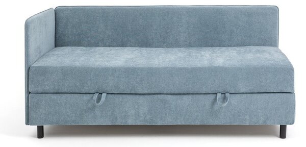 Modra oblazinjena postelja s prostorom za shranjevanje z vzmetnico 120x200 cm Avela – Bonami Selection