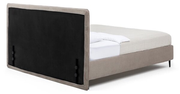 Sivorjava oblazinjena zakonska postelja z letvenim dnom 160x200 cm Noira Slim – Bonami Selection