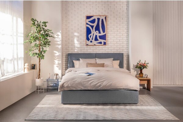 Modra oblazinjena zakonska postelja s prostorom za shranjevanje z letvenim dnom 180x200 cm Thessa Bold – Bonami Selection