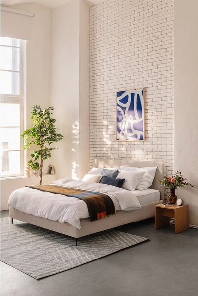 Bež oblazinjena zakonska postelja z letvenim dnom 160x200 cm Noira Slim – Bonami Selection