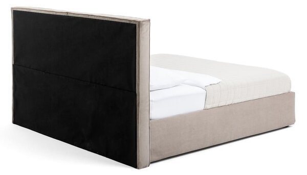 Sivorjava oblazinjena zakonska postelja s prostorom za shranjevanje z letvenim dnom 180x200 cm Thessa Bold – Bonami Selection