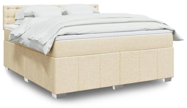 VidaXL Box spring postelja z vzmetnico krem 180x200 cm blago