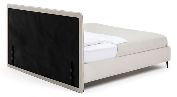 Bež oblazinjena zakonska postelja z letvenim dnom 160x200 cm Noira Slim – Bonami Selection