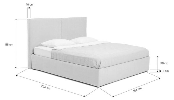 Modra oblazinjena zakonska postelja s prostorom za shranjevanje z letvenim dnom 180x200 cm Thessa Bold – Bonami Selection