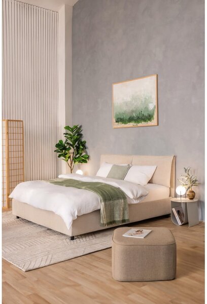 Bež oblazinjena zakonska postelja s prostorom za shranjevanje z letvenim dnom 160x200 cm Myra Pillow – Bonami Selection