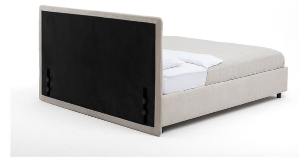 Bež oblazinjena zakonska postelja s prostorom za shranjevanje z letvenim dnom 160x200 cm Myra Slim Line – Bonami Selection