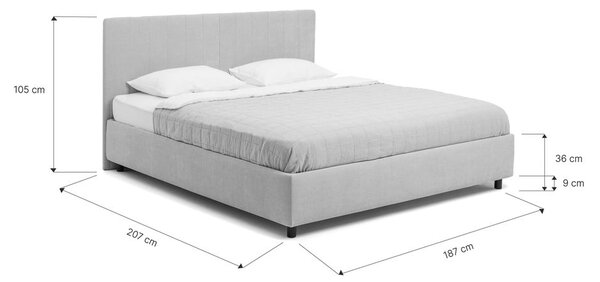 Modra oblazinjena zakonska postelja s prostorom za shranjevanje z letvenim dnom 180x200 cm Myra Slim Line – Bonami Selection