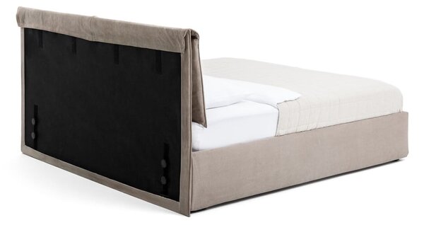 Sivorjava oblazinjena zakonska postelja s prostorom za shranjevanje z letvenim dnom 180x200 cm Thessa Pillow – Bonami Selection