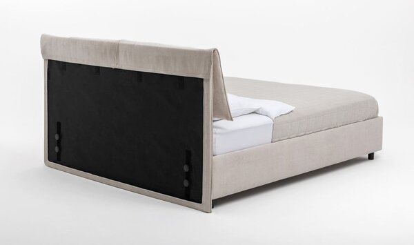 Bež oblazinjena zakonska postelja s prostorom za shranjevanje z letvenim dnom 160x200 cm Myra Pillow – Bonami Selection
