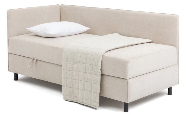 Bež oblazinjena postelja s prostorom za shranjevanje z vzmetnico 90x200 cm Avela – Bonami Selection