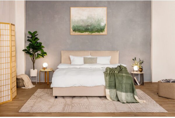 Bež oblazinjena zakonska postelja s prostorom za shranjevanje z letvenim dnom 160x200 cm Myra Pillow – Bonami Selection