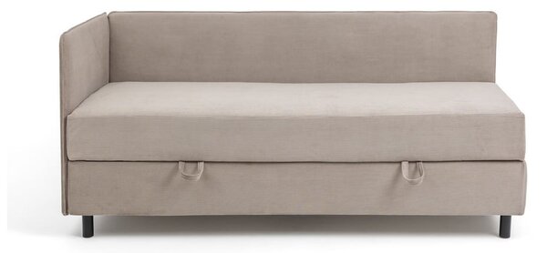 Sivorjava oblazinjena postelja s prostorom za shranjevanje z vzmetnico 90x200 cm Avela – Bonami Selection