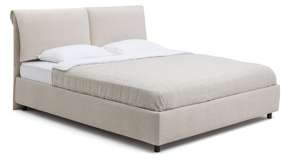 Bež oblazinjena zakonska postelja s prostorom za shranjevanje z letvenim dnom 160x200 cm Myra Pillow – Bonami Selection