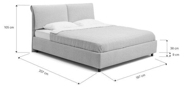 Bež oblazinjena zakonska postelja s prostorom za shranjevanje z letvenim dnom 180x200 cm Myra Pillow – Bonami Selection