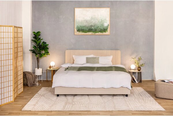 Bež oblazinjena zakonska postelja s prostorom za shranjevanje z letvenim dnom 160x200 cm Myra Slim Line – Bonami Selection