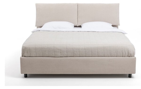 Bež oblazinjena zakonska postelja s prostorom za shranjevanje z letvenim dnom 160x200 cm Myra Pillow – Bonami Selection