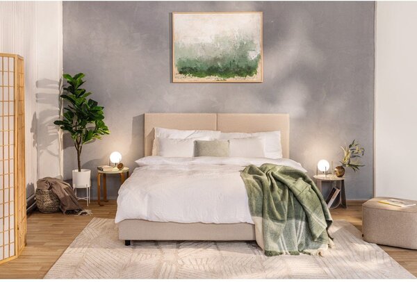 Bež oblazinjena zakonska postelja s prostorom za shranjevanje z letvenim dnom 180x200 cm Myra Bold – Bonami Selection
