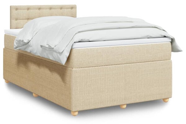 VidaXL Box spring postelja z vzmetnico krem 120x190 cm blago