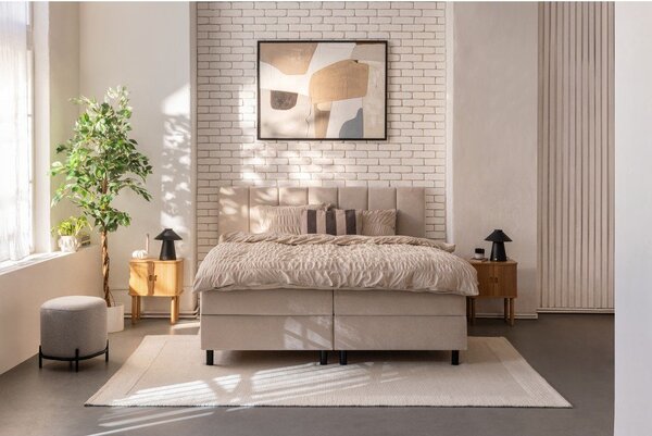 Bež boxspring postelja s prostorom za shranjevanje 180x200 cm Elva Bold Line – Bonami Selection