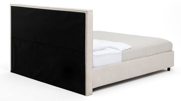 Bež oblazinjena zakonska postelja s prostorom za shranjevanje z letvenim dnom 160x200 cm Myra Bold – Bonami Selection