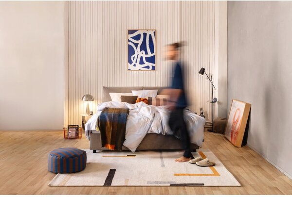 Sivorjava oblazinjena zakonska postelja s prostorom za shranjevanje z letvenim dnom 160x200 cm Myra Pillow – Bonami Selection
