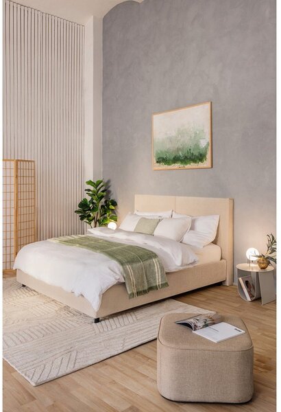 Bež oblazinjena zakonska postelja s prostorom za shranjevanje z letvenim dnom 180x200 cm Myra Bold – Bonami Selection