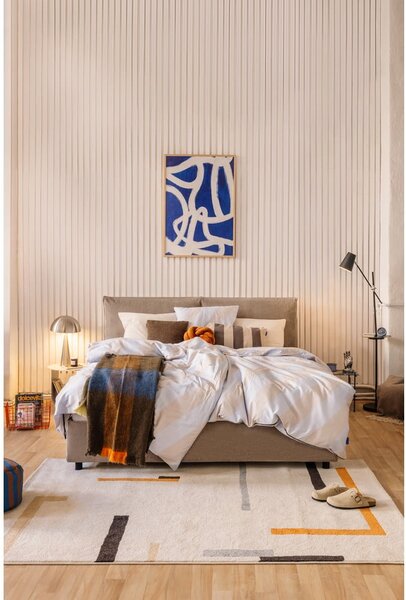 Sivorjava oblazinjena zakonska postelja s prostorom za shranjevanje z letvenim dnom 160x200 cm Myra Pillow – Bonami Selection
