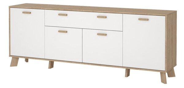 Bela komoda v hrastovem dekorju 196x73x39 cm Ikast – Tvilum