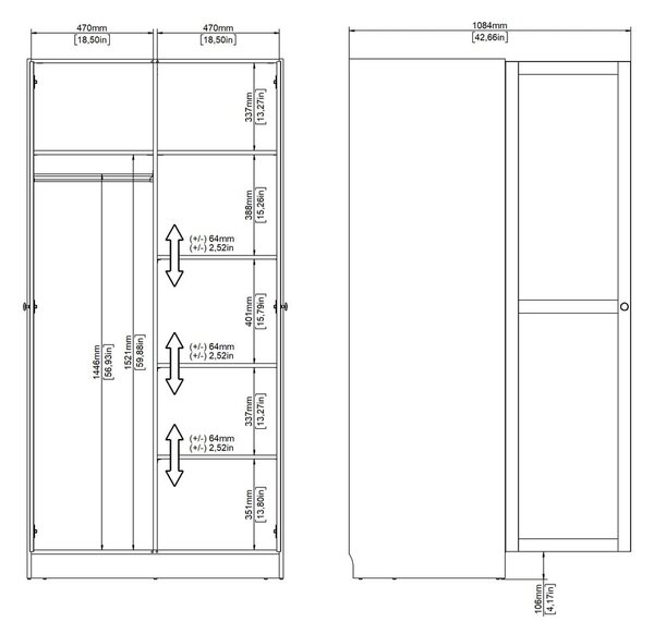 Bela garderobna omara 99x200x62 cm Billund – Tvilum