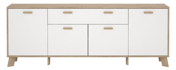 Bela komoda v hrastovem dekorju 196x73x39 cm Ikast – Tvilum