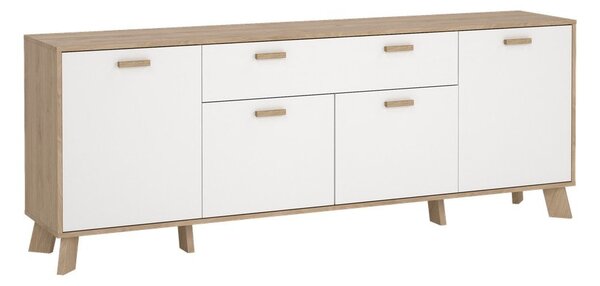 Bela komoda v hrastovem dekorju 196x73x39 cm Ikast – Tvilum