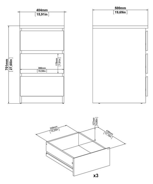 Komoda v hrastovem dekorju 40x70x50 cm Naia – Tvilum