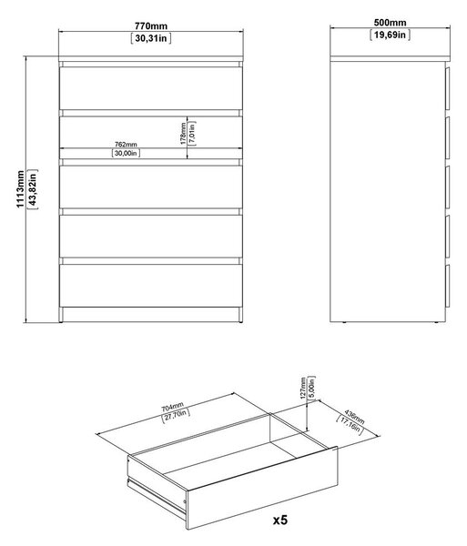 Komoda v hrastovem dekorju 77x111x50 cm Naia – Tvilum