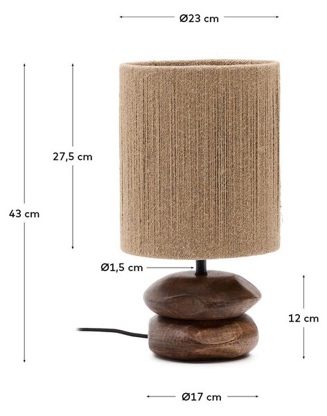 Namizna svetilka iz masivne akacije v temni naravni barvi (višina 43 cm) Kor – Kave Home