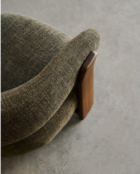 Zelen fotelj iz šenilje Granite – Kave Home