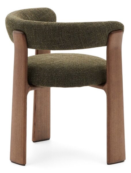 Kaki zelen/rjav jedilni stol z nasloni za roke iz masivnega jesena Granite – Kave Home