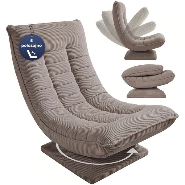 Ležalnik ABERDEEN CORD, rebrast prevleka, 87×60×105 cm, sivorjava Casaria
