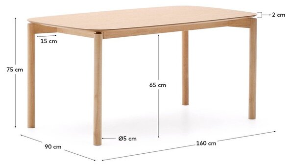 Jedilna miza v jesenovem dekorju 90x160 cm Indara – Kave Home